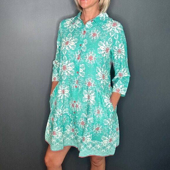 NWT MODAPOSA Alcee Resort Shirt Dress Mediterranean Style Size Small - Picture 1 of 6